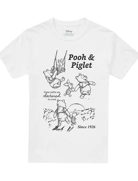 Unisex Winnie The Pooh & Piglet Sketch Friendship T-Shirt, White Size: 4XL - White - Size: 4XL - Disney - FashionsVida