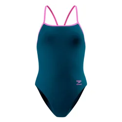 Solid Turnback Swimsuit Denim Teal 36 Women