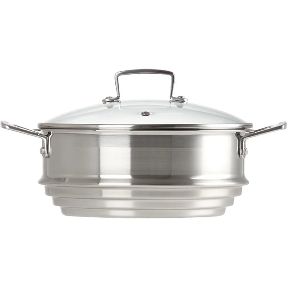 Vaporera grande de acero Inoxidable con tapa de cristal - Le Creuset - FashionsVida