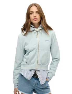 Felpa Con Zip Essential Logo Cropped Winter Sky Blue L - Superdry - FashionsVida