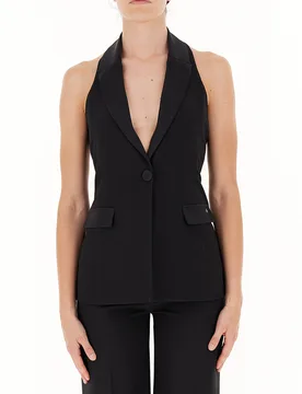 Gilet dettagli raso NERO XL - Rinascimento - FashionsVida