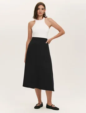 Crepe Midi A-Line Skirt Black female - Finery London - FashionsVida