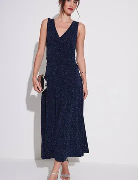 Women's Sleeveless Embellished Maxi Dress in Dark Navy Size: 18 - Dark Navy - Size: 18 - Klass. - FashionsVida