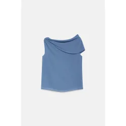 Top de mujer con escote drapeado y corte recto