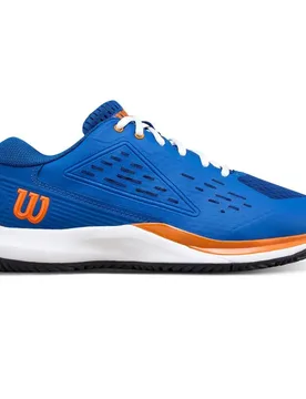 Rush Pro Ace Junior All Court Shoes Deja Vu Blue / Orange Tiger / White UK 6 - Wilson - FashionsVida