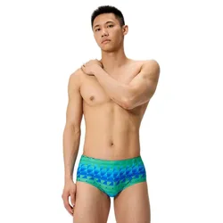 Printed 5in Swimming Brief Quilted Triangles / Lagoon Blue UK 28 Men