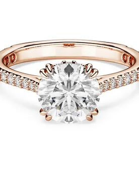Anello cocktail Stilla, Taglio tondo, Pavé, Bianco, Finitura oro rosa 18K 58 - Swarovski - FashionsVida