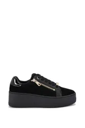 Women's 'Connected Zip' Suede Trainers in Black Size: 6 - Black - Size: 6