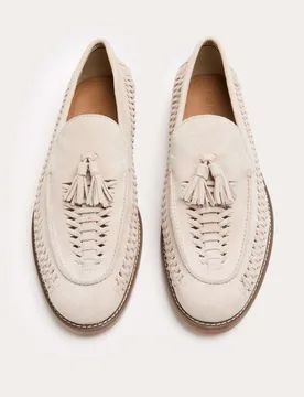 Suede Slip On Loafers Stone male - M&S - FashionsVida