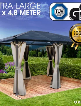 Alu Pavillon PREMIUM 3,6x4,8m beige - BRAST - FashionsVida