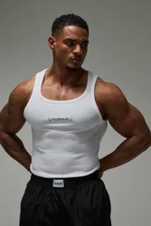 Herren One More Rep Muskel-Rippstrick Unterhemd White Größe 2XL