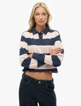 Pure Cotton Striped Rugby Top Navy Mix female - Superdry & Co - FashionsVida