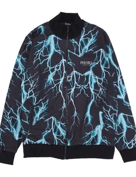 Giacca Tuta Uomo All Over Lightning Sweatshirt Black/lightblue - PHOBIA - FashionsVida