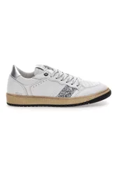 Sneakers bianche e argento in pelle con dettagli glitter Kelly 39