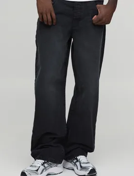 Mens Basic Relaxed Fit Jeans - Black Cotton - Size 46 Regular - boohooMAN - FashionsVida