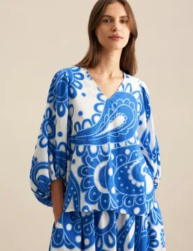 Seidensticker Shirt Paisley Blau 34 - Seidensticker - FashionsVida