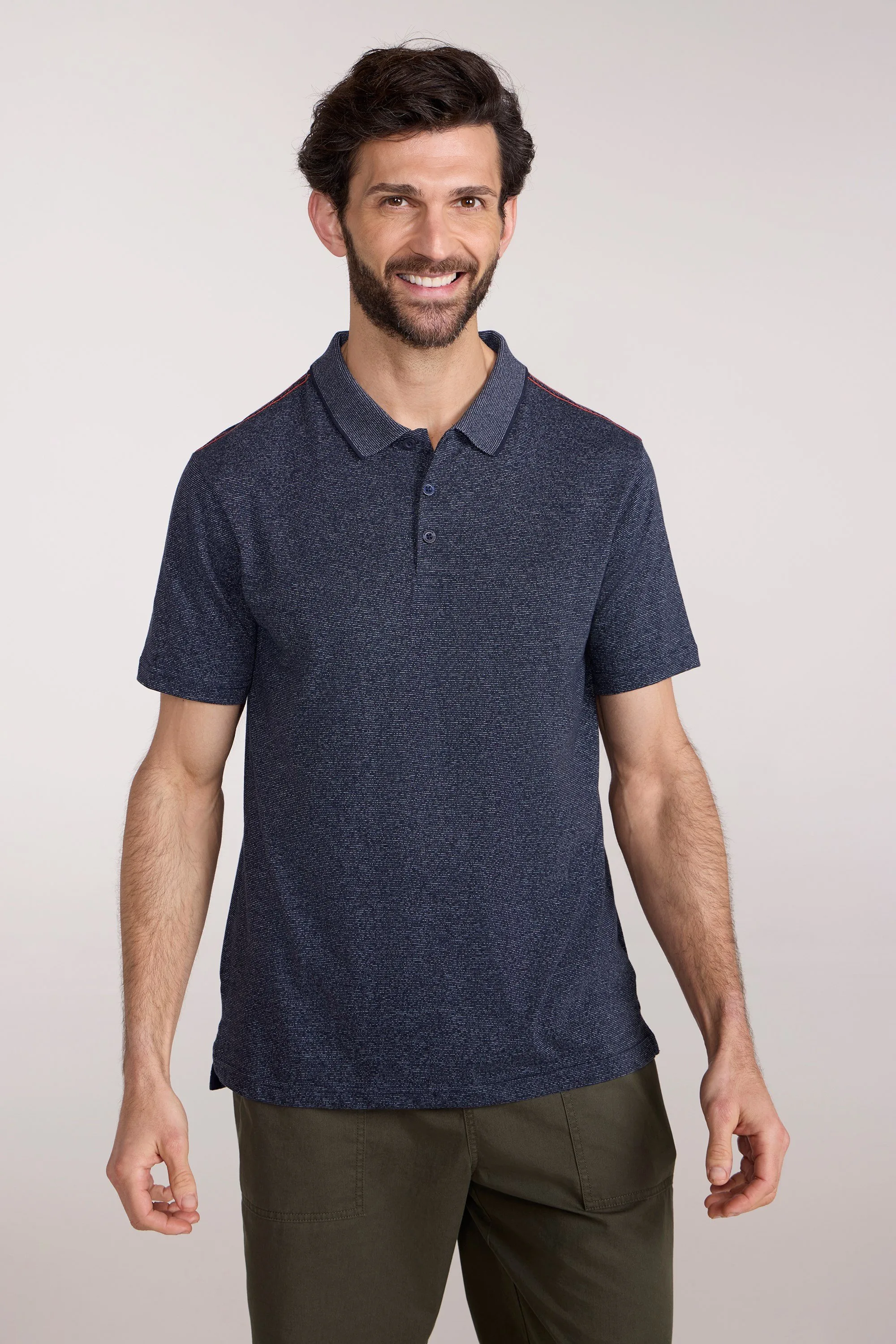 Cordyline Textured Mens Polo - Navy - Navy - Size: S - Mountain Warehouse - FashionsVida