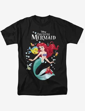 Women's The Little Mermaid Bubbles T-Shirt in Black Size: Large - Black - Size: L - Disney - FashionsVida