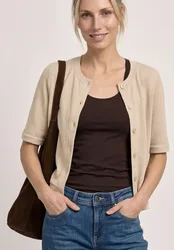 Kurzarm Jacke im Strick-Look female Beige