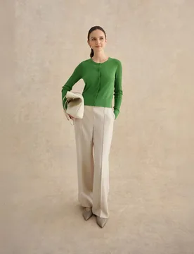 Textured Button Front Cardigan Green female - Hobbs - FashionsVida