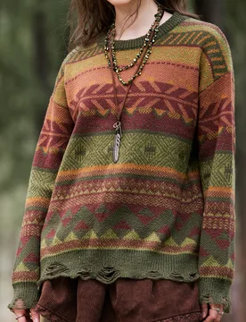 Jersey De Patrón Geo Y Hombros Caídos XL - Shein - FashionsVida