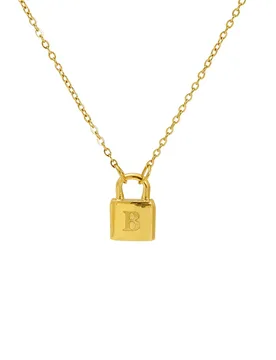 Punk A-Z Initial Letter Name Padlock Pendant Female Gold Color Stainless Steel Alphabet Lock Necklace for Women Fashion Jewelry - Aliexpress - FashionsVida