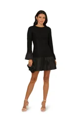Women's Lace Taffeta Flounce Dress in Black Size: 16 - Black - Size: 16