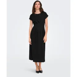 Vestido midi de manga corta con escote redondo