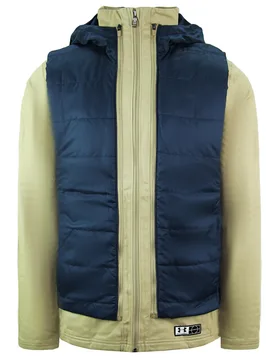 Accelerate Transport Hooded Jacket Brown Navy Mens Coat 1318010 299 Cotton - Size Large - Under armour - FashionsVida