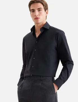 Comfort Performance-Hemd Uni Schwarz 50 - Seidensticker - FashionsVida