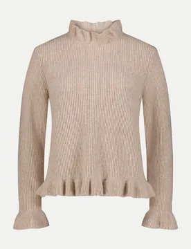 Strickpullover mit Stehkragen Beige 38 - Cartoon - FashionsVida