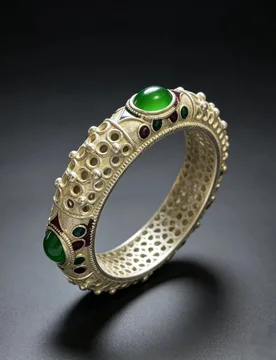 Vintage Ethnic Hollow Filigree Bangle Antique Silver‑Tone Enamel Inlaid Simulated Green Gem Retro Wide Statement Bangle Bracelet - Aliexpress - FashionsVida