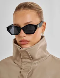 Angular Square Sunglasses Black female
