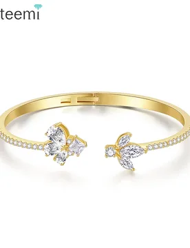 LUOTEEMI New Cubic Zirconia Open Cuff Bangle Luxury Special Design Flower CZ Bracelet for Lady Women Elegant Fashion Accessories - Aliexpress - FashionsVida