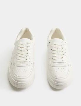 Lace Up Club Trainers White Mix male - M&S - FashionsVida
