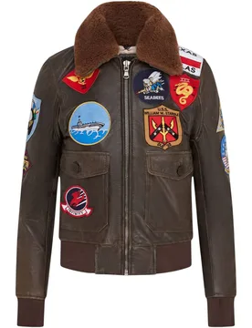 Women's A2 Top Gun Leather Bomber Jacket-Sunbury in Brown Size: 14 - Brown - Size: 14 - Infinity Leather - FashionsVida