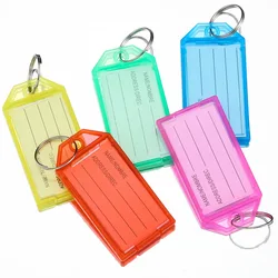 Pcs Plastic Key Tags with Flap Label Window Strong Split Ring for DIY ID Keychain Luggage Backpack Car Keys Identification Tag