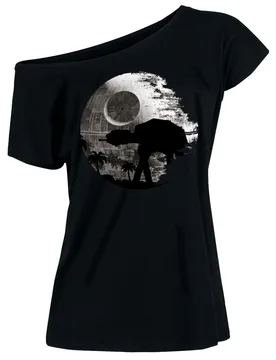 Disney T-Shirt - AT-AT - Death Star - S bis 3XL - für Damen - Größe 3XL - schwarz - Lizenzierter Fanartikel - Frauen - female - Star Wars - FashionsVida