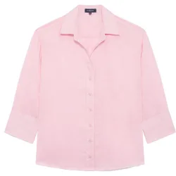 Camisa de mujer con manga francesa en lino 100%
