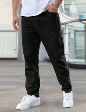 Jeans rectos de corte holgado casual con bolsillos para hombre 28 - Shein - FashionsVida