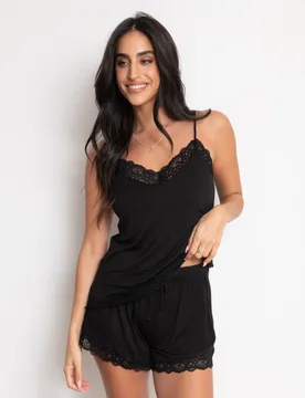 Sofa Loves Lace Trim Pyjama Shorts Black female - Pour Moi - FashionsVida