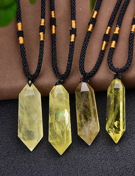 Natural Citrine Quartz Crystal Double Pointed Pendant Necklace Chakra Gemstone Healing - Aliexpress - FashionsVida