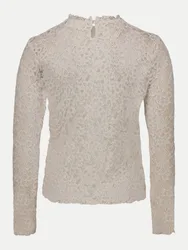 Langarmshirt aus Spitze Beige 42