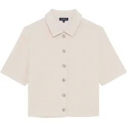 Camisa de mujer de mujer en punto con detalles metalizados