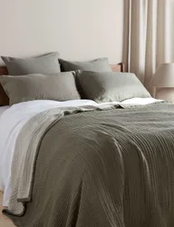 Pure Cotton Reversible Extra Large Throw Grey
