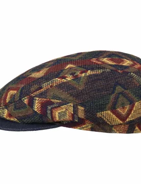 Wool Jacquard Driver Cap by - blue-yellow - Size: L (58-59 cm) - Stetson - FashionsVida