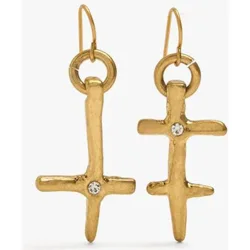 Pendientes asimétricos con forma de cruz y circonitas