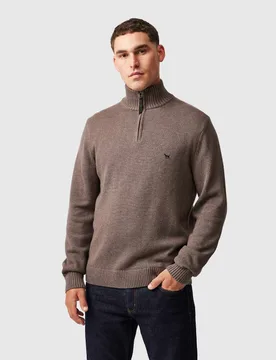 Merrick Bay Pure Cotton Half Zip Jumper Medium Brown male - Rodd & Gunn - FashionsVida