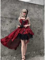 Black and red Gothic rose lace dress