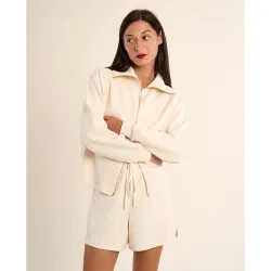 Sudadera de mujer de manga larga, cuello solapa
